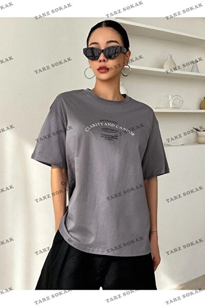 Tarzsokak Bluză supradimensionată pentru femei, cu imprimeu Clarity And Cando...