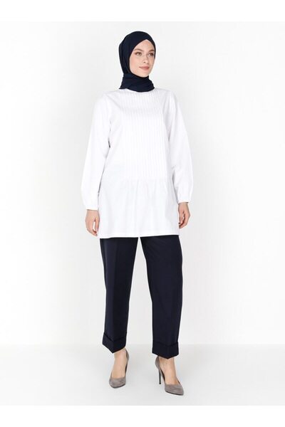 Veteks Line Beli Lastikli Pantolon - Lacivert - Veteks Line