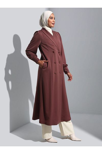 Refka غطاء ذو أكمام بالون مزدوجة الصدر - كابتشينو - ريفكا