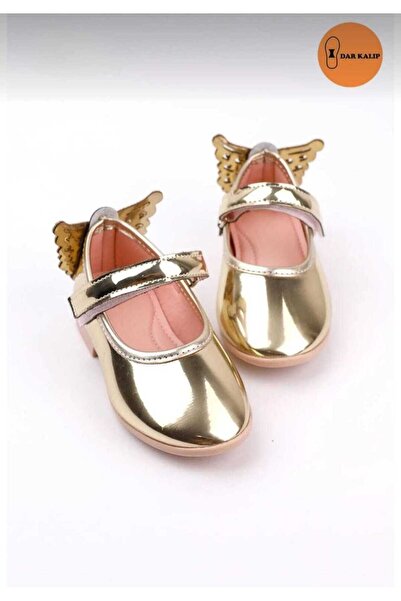 Ege Kids ALTIN SARI ortopedik Topuğu Kelebekli Kız Çocuk Ayakkabı BABET