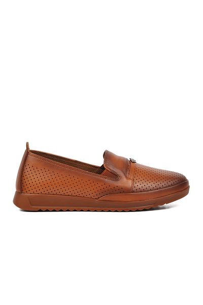 AYAKMOD 327 Tan Genuine Leather Women's Casual Shoes