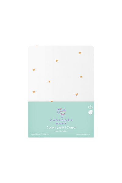 Casadora Baby Stars 100% Cotton Satin Baby Fitted Sheet - 70x140 cm