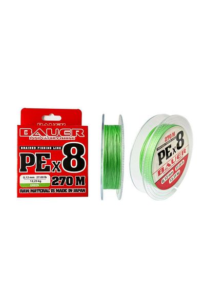 BAUER Green Fluoro Fishing Line - 0.18 Mm, 270 Mt Pe 8X