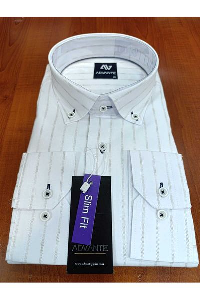 ADVANTE Cămașă pentru bărbați, 100% bumbac, cu mânecă lungă, SLIM FIT