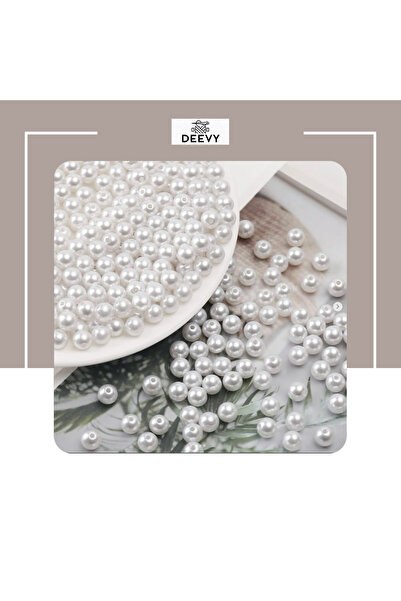 Deevy 50 γραμμάρια άσπρο πλαστικό μαργαριτάρι 8 χιλιοστών