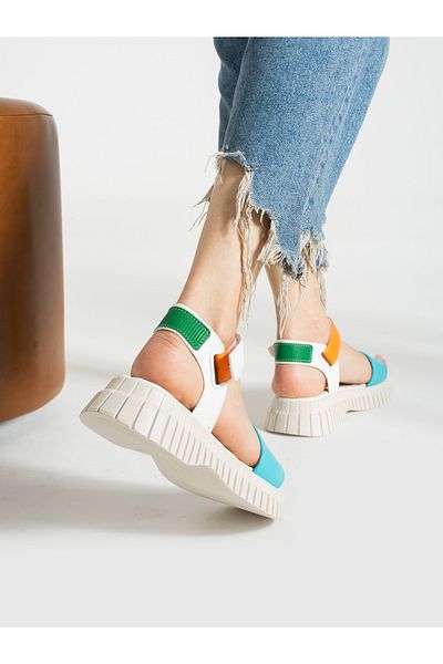 Alemdar Shoes Sandale de damă cu talpă cu masaj albastră DEJA