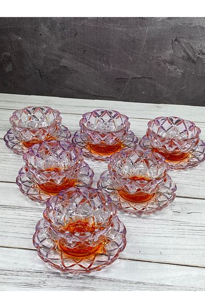 YzHome 12 Pieces Crystal Glass Colored Snack Bowl Plate