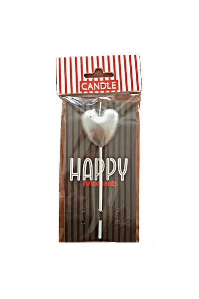 Butedo Silver Colored Cake Candle - Heart Design