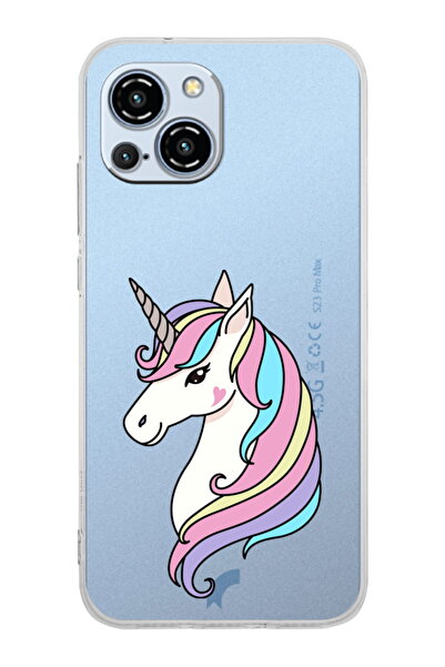 PrintiFy Reeder S23 Pro Max Compatible Camera Protected Unicorn Design Transparent Silicone Case