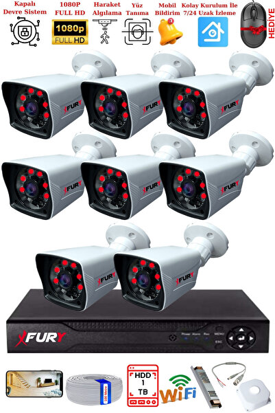 FURY 8 Kameralı 2MP Full HD Görüntü 6 Atom Led Gece Görüşlü Dış Mekan Güvenli...