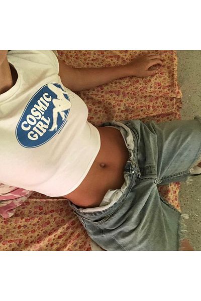 Bengi Clothing Crop top alb din bumbac organic - mânecă scurtă