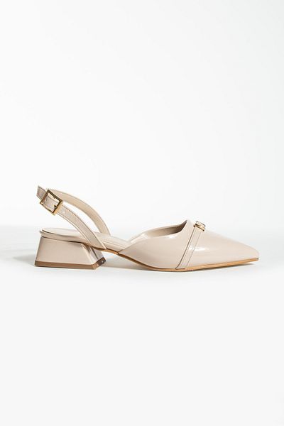 İnan Ayakkabı Women's Leather Patent Leather Buckle Detailed Heeled Shoes (3 CM)