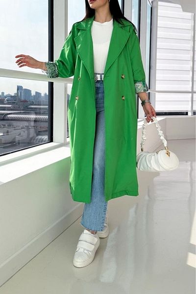 Suzi butik Trenci cu model supradimensionat verde pentru damă