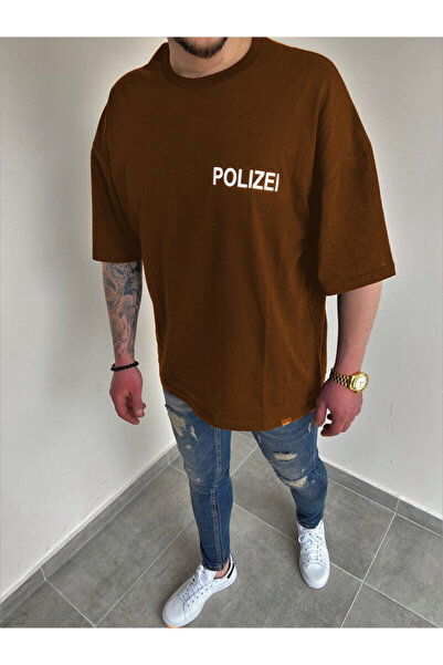 oneagılyazı Muška crna policijska majica sa printom, oversize