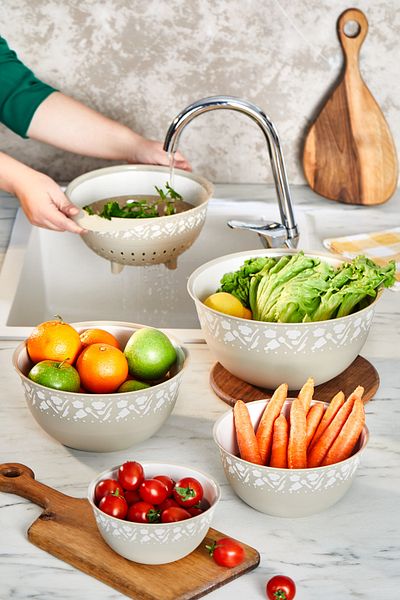 Pazarika ProfeSSional 5-piece Preparation Set - Mixing, Strainer and Dowry Bowl - Strainer 3500 Ml