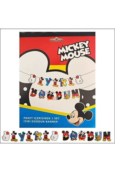 Baloncuu Mickey Mouse İyi ki Doğdun Banner - Doğum Günü Ürünleri