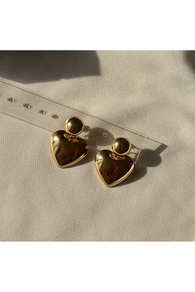 Ebru Atelier Non Tarnish Stainless Curved Big Heart Dangle Steel earrings
