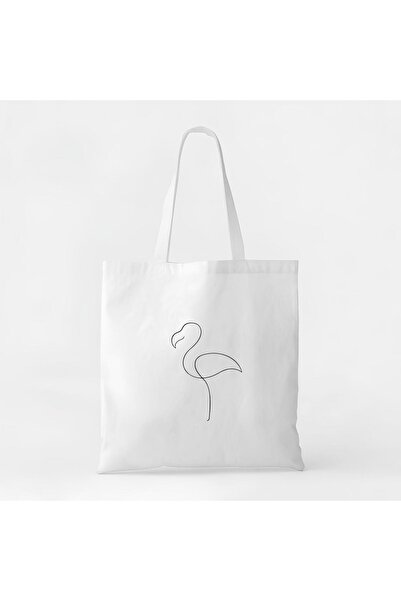 HOKTIC Flamingo Nakış İşlemeli Bez Çanta (40x45)