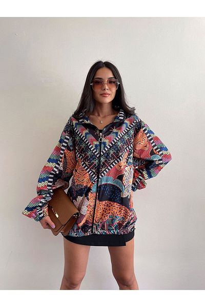 Bohostic Digital Printed Ethnic Tiger Pattern Raincoat