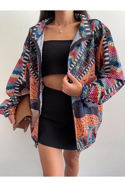 Bohostic Digital Printed Ethnic Tiger Pattern Raincoat