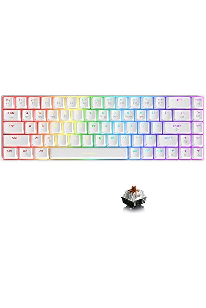 Genel Markalar K685T Mekanik 82 Tuşlu Gaming Oyuncu Klavyesi-Rgb-Hot Swappable Beyaz- Brown Switch