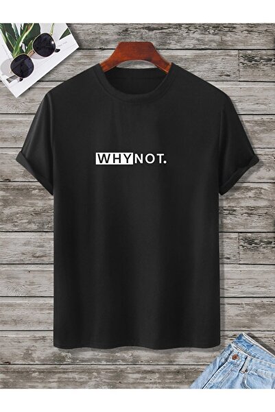 oneagılyazı Unisex Why Not Oversize Crew Neck Printed T-shirt