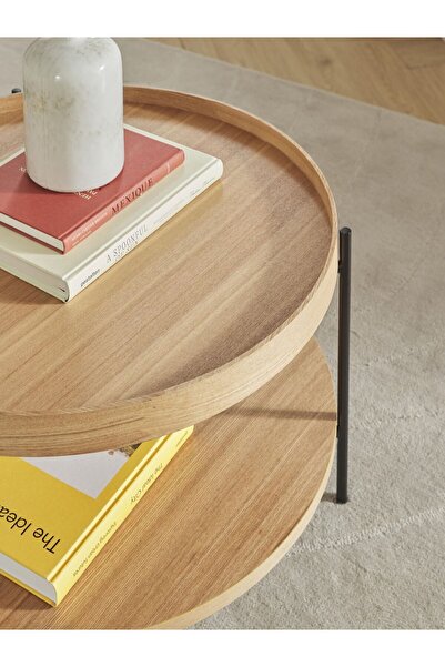 Eriza Home 1001 Yuvarlak Modern Orta Sehpa, Naturel