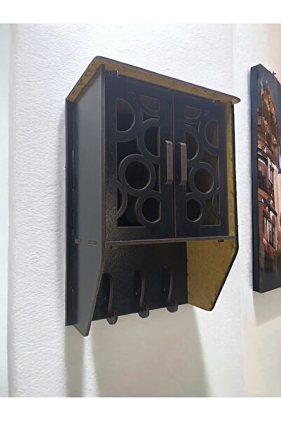 Small Tasarım Ev Ofis Duvar Dekorasyonu Anahtarlık dolabı Ahşap Dekoratif Duv...