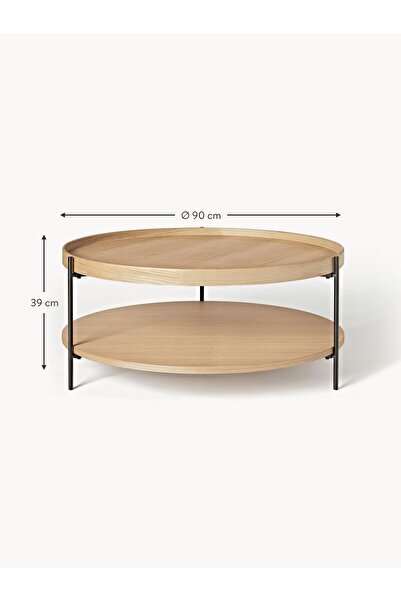 Eriza Home 1001 Yuvarlak Modern Orta Sehpa, Naturel