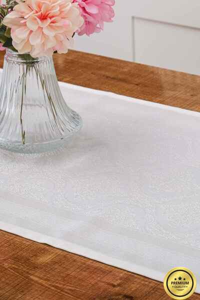 Finezza Țesătură din poliester Roma Jacquard Runner crem 45x150 cm - 1414