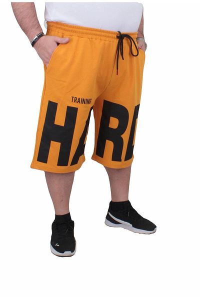 MocGrande Pantaloni scurți din bumbac pieptănat pentru bărbați de mărime mare - Hard 24631 MUSTARD