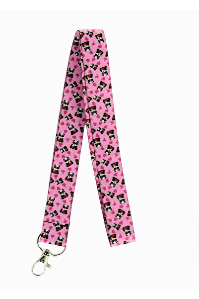 YİĞİTBAŞI KALPLİ PANDA Desen Boyun İpi Ve Telefon Askısı Okul ,hastane ,asçı ...