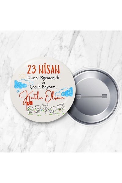 DeBu Tasarım 25 Adet 23 Nisan Ulusal Egemenlik ve Çocuk Bayramı Rozeti 58 mm Büyük Boy (Model No: 04)