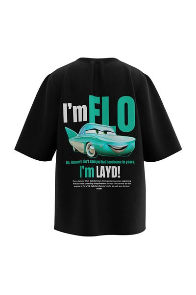 weywot I'm Ramone and I'm Flo Couple Car Detail Μπροστινό μονόχρωμο μαύρο μπλουζάκι 2 τεμαχίων Oversize Unisex