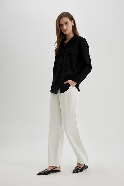 DeFacto Oversize Wide Fit Pocket Detail Crinkle Fabric Long Sleeve Shirt C3165Ax24Sp