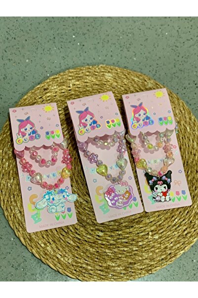 Meyra Accessories 1 adet sevimli kuromi cinnamarol hello kitty cocuk kolye hediye kolye bileklik takım