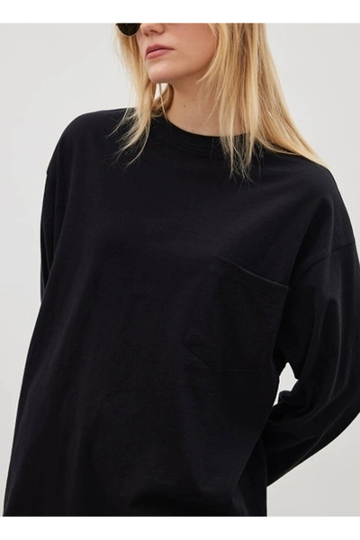 Lee Μαύρο γυναικείο μπλουζάκι με λαιμόκοψη L241623001-Μακρυμάνικο μπλουζάκι