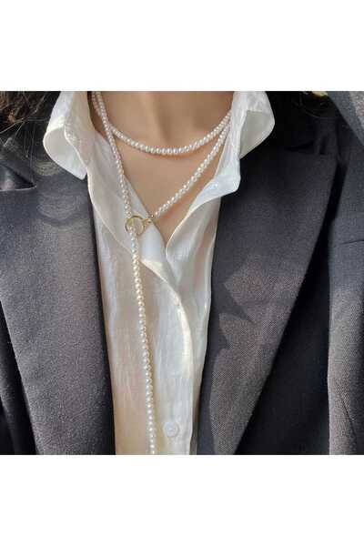 İPAR AKSESUAR Şık Uzun Geçirmeli Inci Kolye