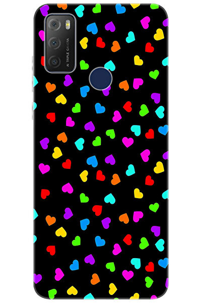 TCL 20E 6125D Uyumlu Kılıf Desen Baskılı Silikon Renkli Minik Kalpler STK:1017 CP-GFGDCeP