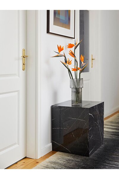 Eriza Home 1002.1 Dikdörtgen Mermer Desenli Yan Sehpa, Siyah