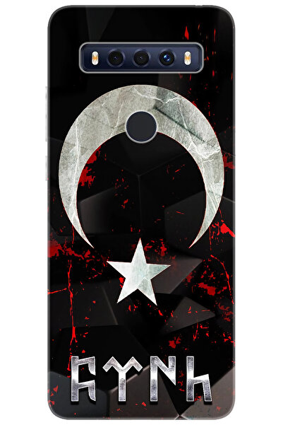 TCL 10 SE T766H Uyumlu Kılıf Desen Baskılı Silikon Ay Yıldız ve Göktürkçe Tür...