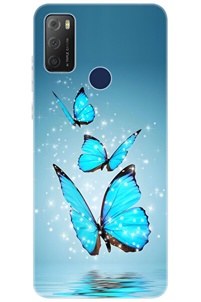 TCL 20E 6125D Uyumlu Kılıf Desen Baskılı Silikon Mavi Kelebek STK:710 CP-O1AbKfX
