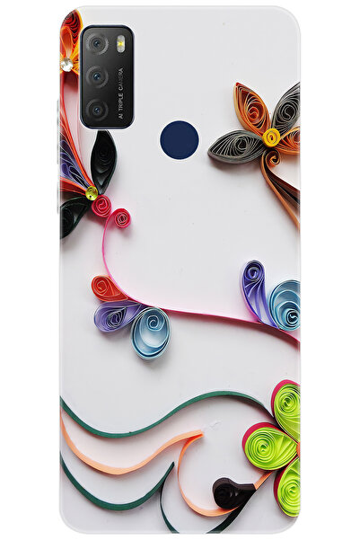 TCL 20E 6125D Uyumlu Kılıf Desen Baskılı Silikon Çiçek Desen STK:220 CP-NMDK8s1