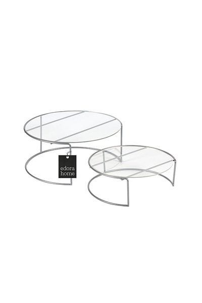 Edora Home Silver Large Size Presentation Bowl 2-Piece Metal Gift Decoration Treat / Transparent Plexiglass / Stainless