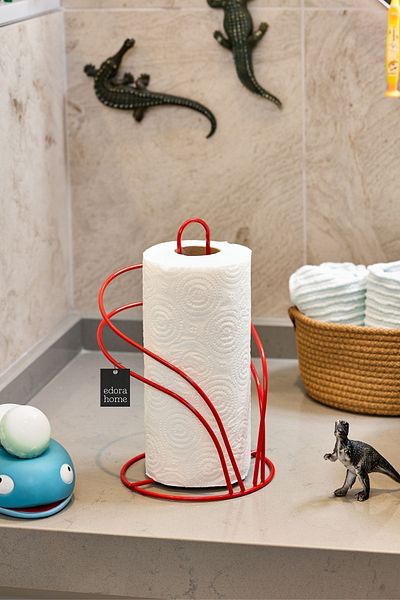 Edora Home Red Swan Paper Roll Towel Holder, Napkin Holder Kitchen Bathroom Children's Room Accessory - Metal Stainless