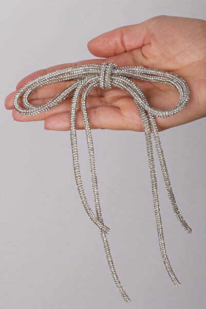 Limelia مشبك شعر على شكل فيونكة مرصعة بالأحجار اللامعة باللون الأبيض