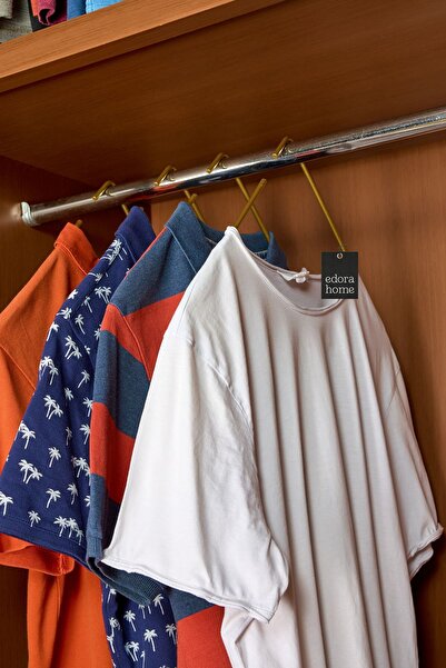 Edora Home Gold 10'lu Üçgen Tişört, Elbise, Gömlek, Mayo Askısı, Şık Tasarım Mağaza Askısı-metal Paslanmaz
