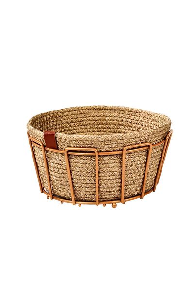 Edora Home Rose Oval Cornered Bread Basket Stylish, Bread Bowl Wicker Knitted Macrame, Dowry - Multi-Purpose Metal Stainless