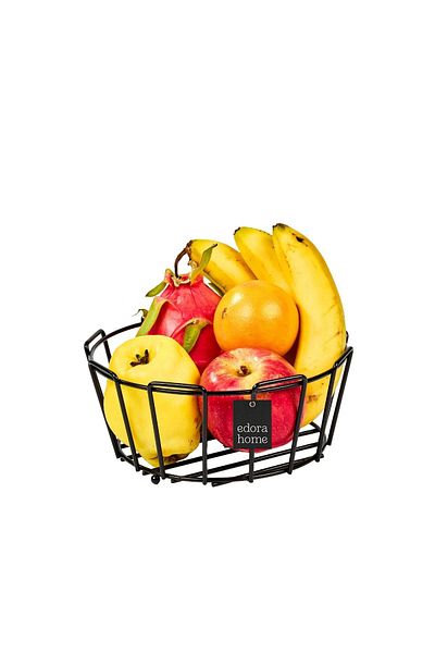 Edora Home Black Multi-Purpose Oval Corner Fruit Basket - Metal Stainless