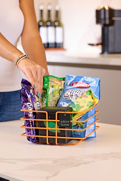 Edora Home Coș pătrat cu colț ascuțit, portocaliu, multifuncțional, organizat...